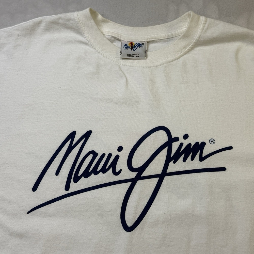 Vintage Maui Jim Sunglasses Shirt USA Made Graphic Logo L Surf Tee - Picture 10 of 11